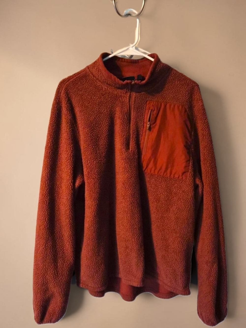 Champion Men's Rust Red Zip-Up Fleece Pullover